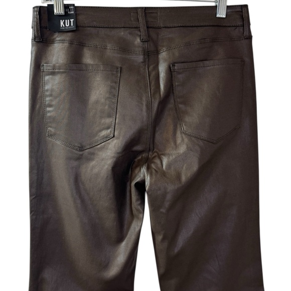 NWT Kut from the Kloth Ana Coated High Rise Fab Ab Flare Pants Seal Brown sz 10 - Picture 5 of 16